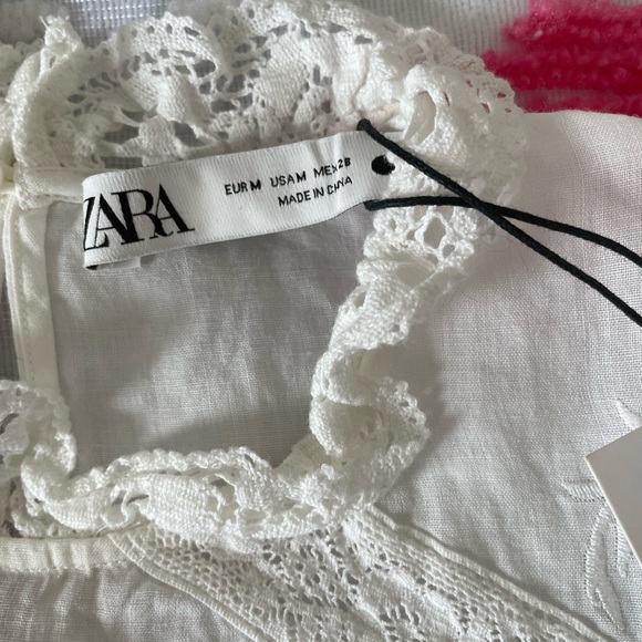 Zara Ramie Embroidered crotcheted Long Sleeve Blouse - Picture 11 of 17